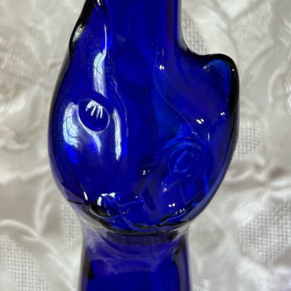 Cat Cobalt Blue Wine Bottle Mosel Reisling Germany - Picture 3 of 3